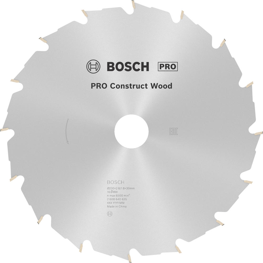 Image of Bosch PRO Construct Wood Cutting Saw Blade 230mm 16T 30mm