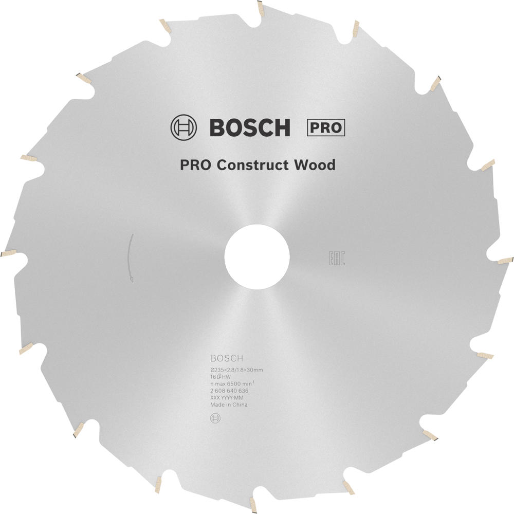 Image of Bosch PRO Construct Wood Cutting Saw Blade 235mm 16T 30mm