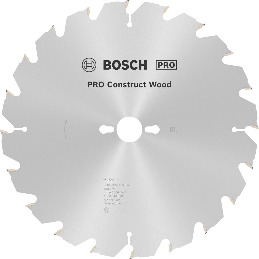 Image of Bosch PRO Construct Nail Proof Wood Cutting Table Saw Blade 300mm 20T 30mm