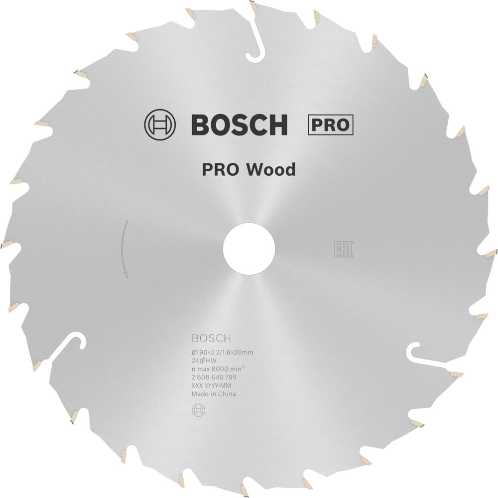 Image of Bosch PRO Speedline Wood Cutting Saw Blade 190mm 24T 20mm