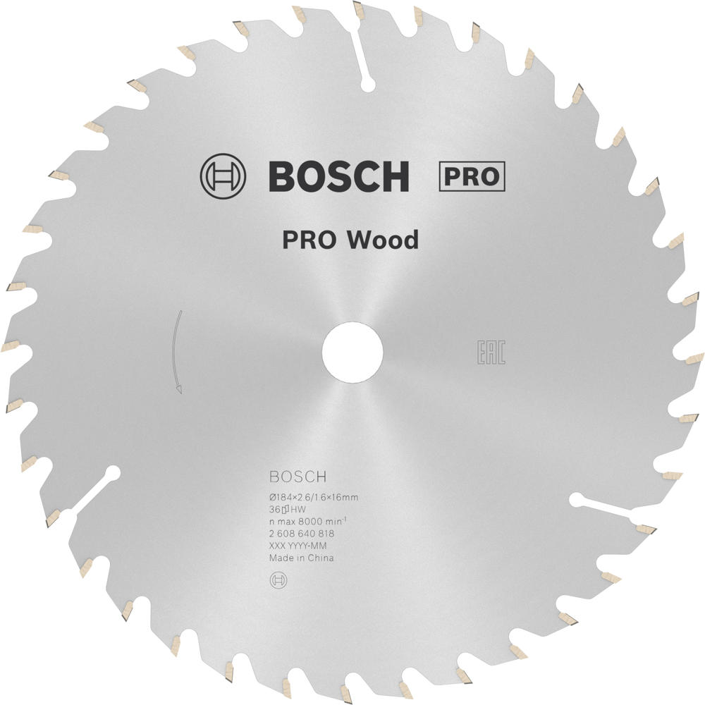 Image of Bosch PRO Optiline Wood Cutting Saw Blade 184mm 36T 16mm