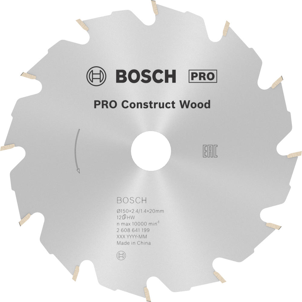 Image of Bosch PRO Construct Wood Cutting Saw Blade 150mm 12T 20mm
