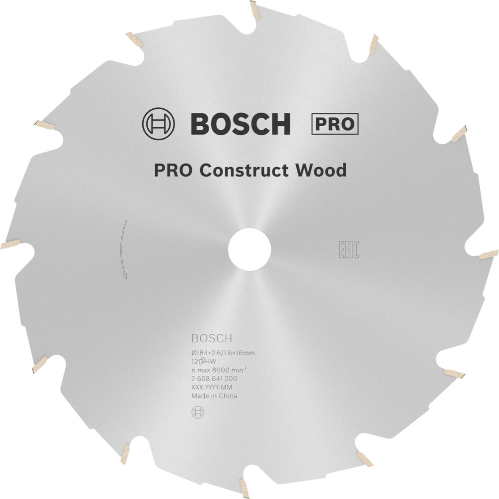 Image of Bosch PRO Construct Wood Cutting Saw Blade 184mm 12T 16mm