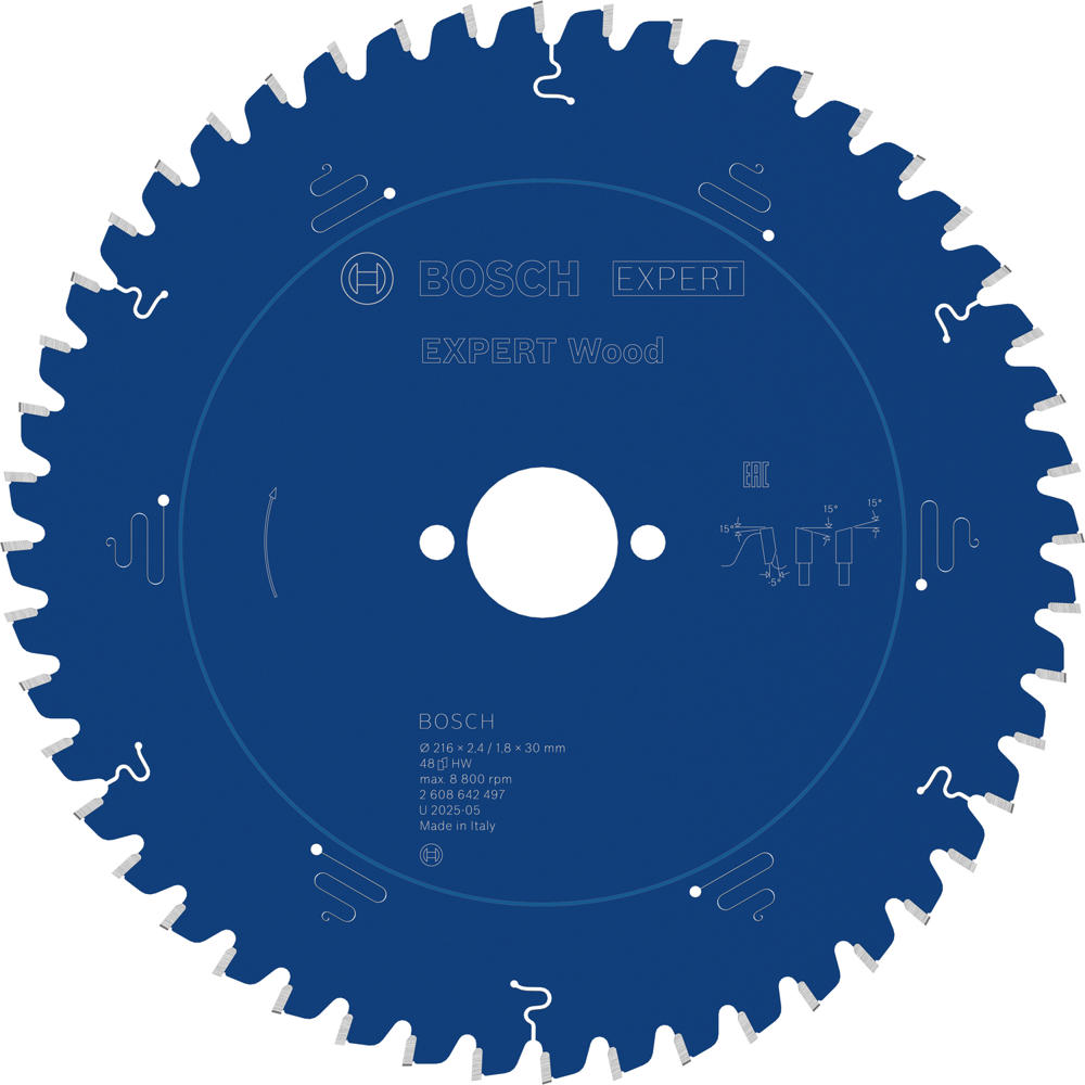 Image of Bosch EXPERT Wood Cutting Mitre Saw Blade 216mm 48T 30mm