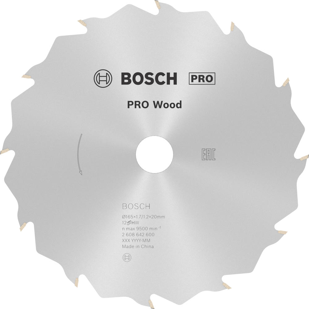 Image of Bosch PRO Speedline Wood Cutting Saw Blade 165mm 12T 20mm