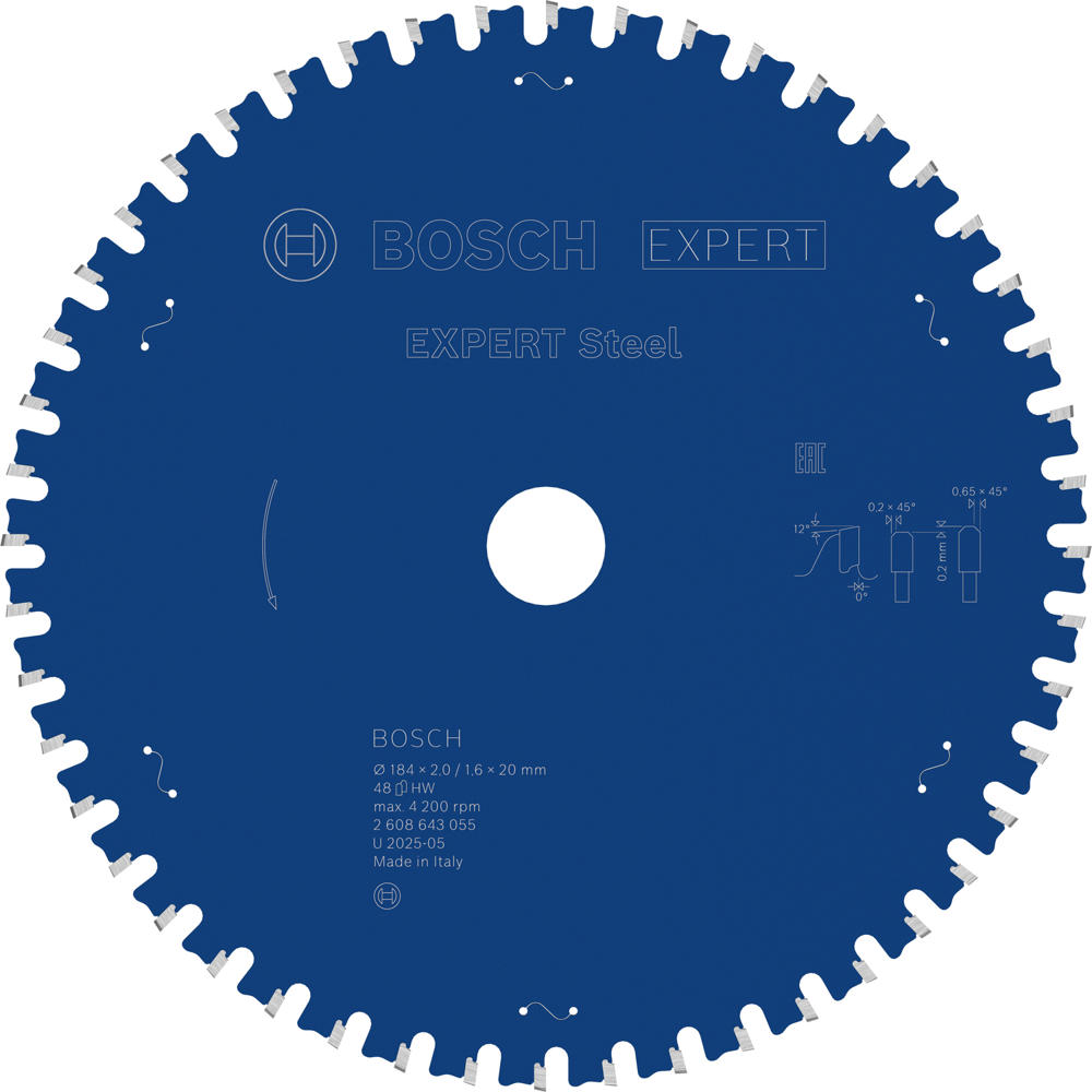 Image of Bosch EXPERT Metal Steel Cutting Saw Blade 184mm 48T 20mm