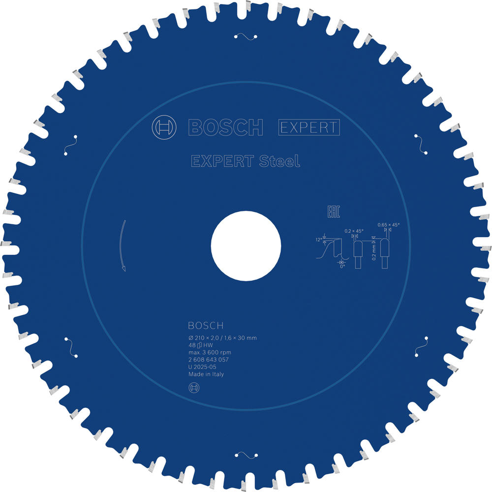 Image of Bosch EXPERT Metal Steel Cutting Saw Blade 210mm 48T 30mm