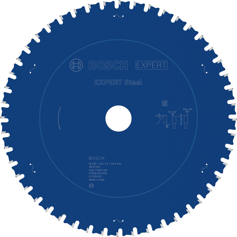 Image of Bosch EXPERT Metal Steel Cutting Saw Blade 230mm 48T 25.4mm