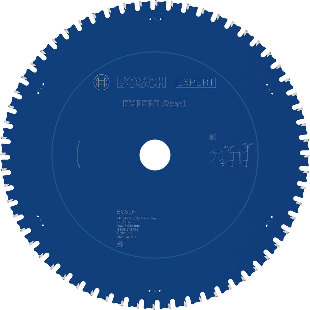 Image of Bosch EXPERT Metal Steel Cutting Saw Blade 254mm 60T 25.4mm