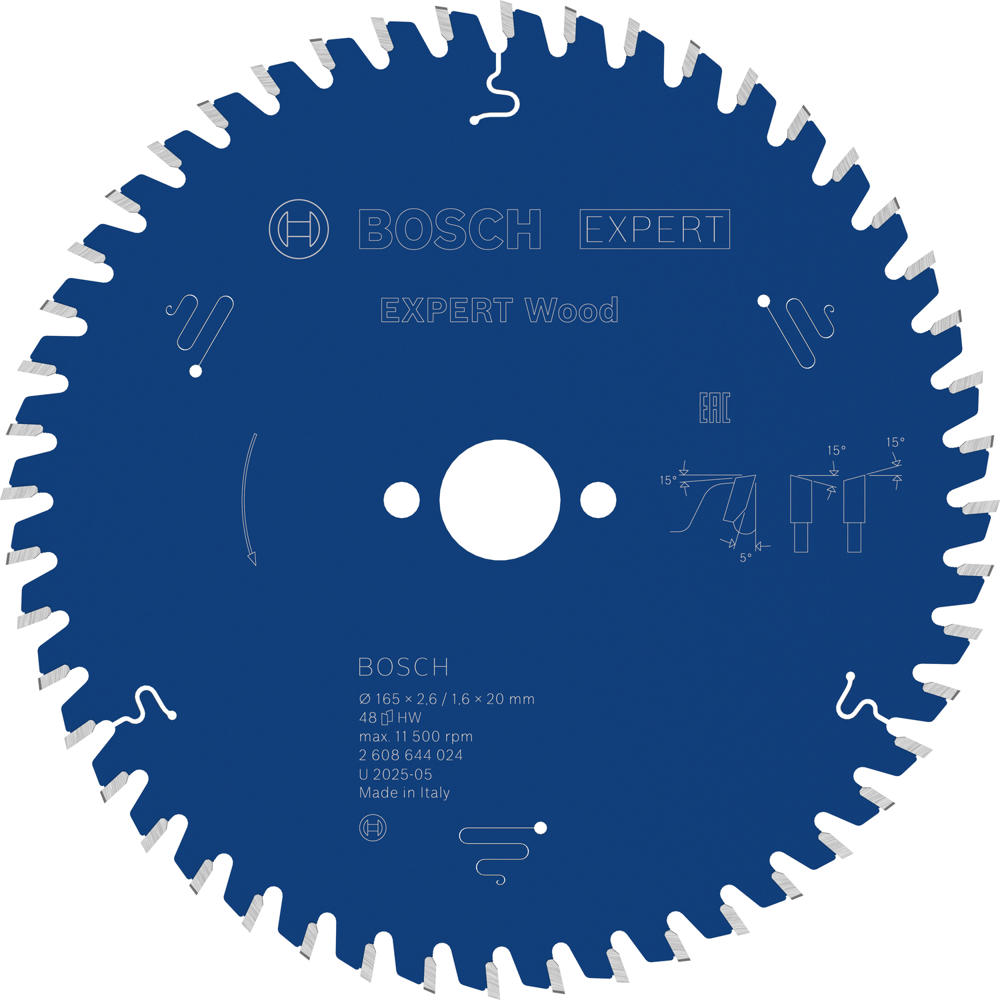 Image of Bosch EXPERT Wood Cutting Saw Blade 165mm 48T 20mm
