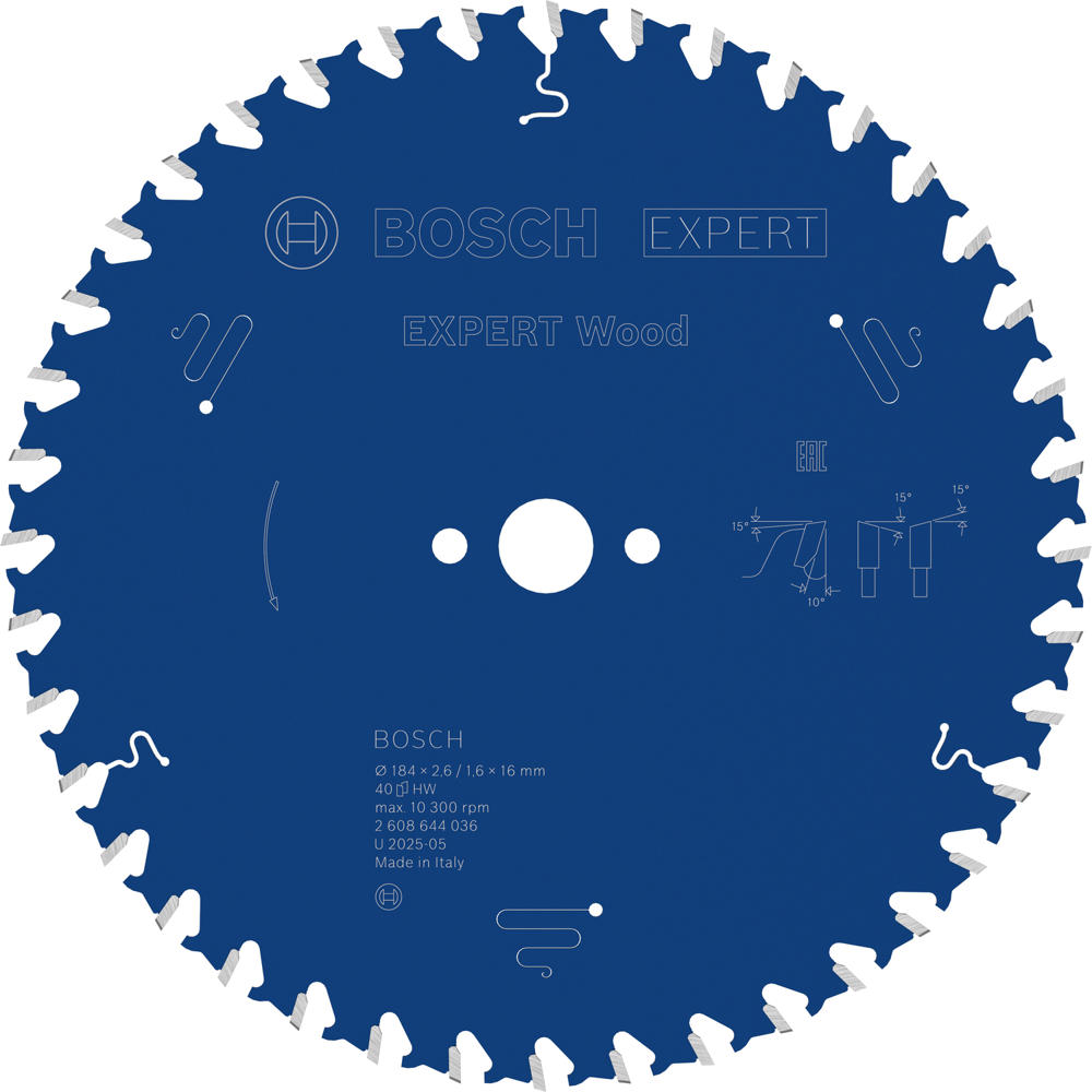 Image of Bosch EXPERT Wood Cutting Saw Blade 184mm 40T 16mm