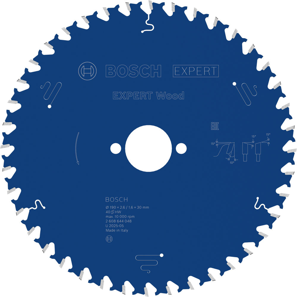 Image of Bosch EXPERT Wood Cutting Saw Blade 190mm 40T 30mm