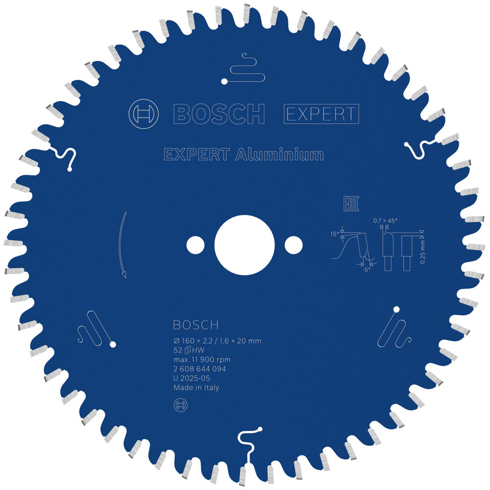 Image of Bosch EXPERT Aluminium Cutting Saw Blade 160mm 52T 20mm