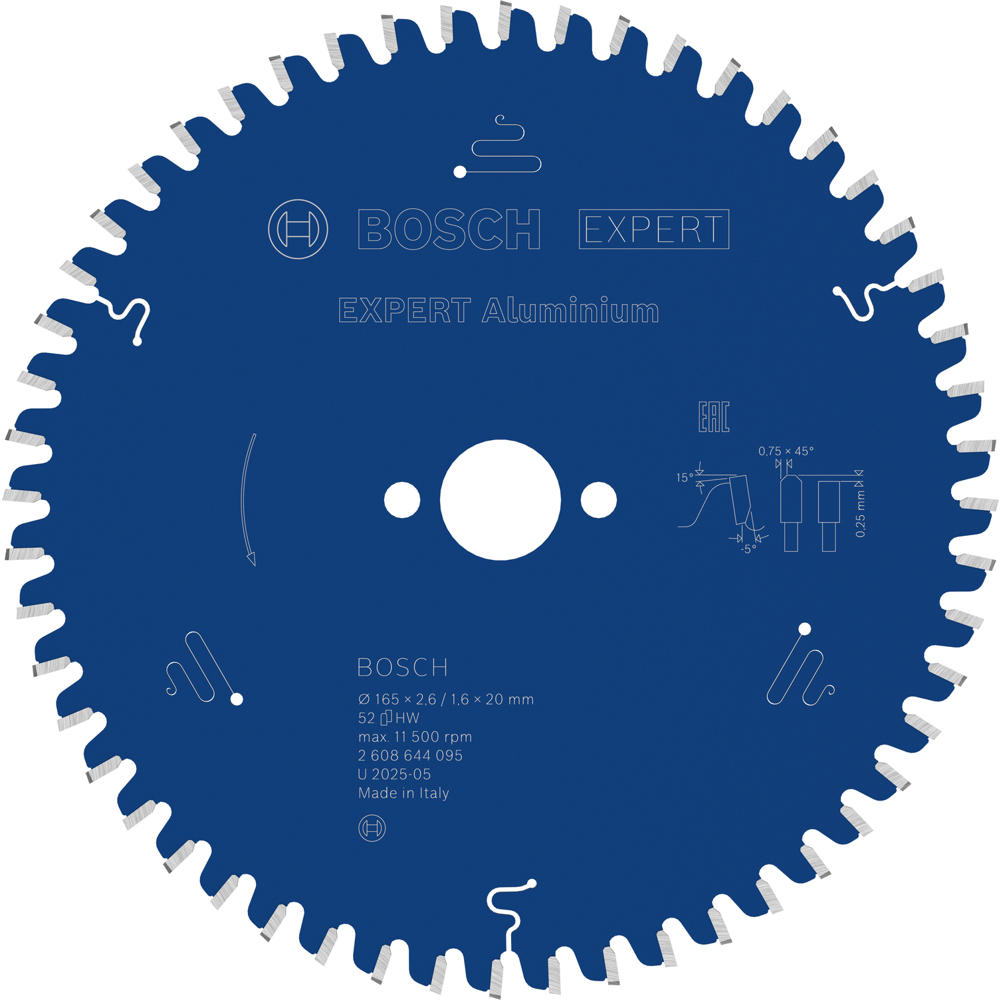 Image of Bosch EXPERT Aluminium Cutting Saw Blade 165mm 52T 20mm