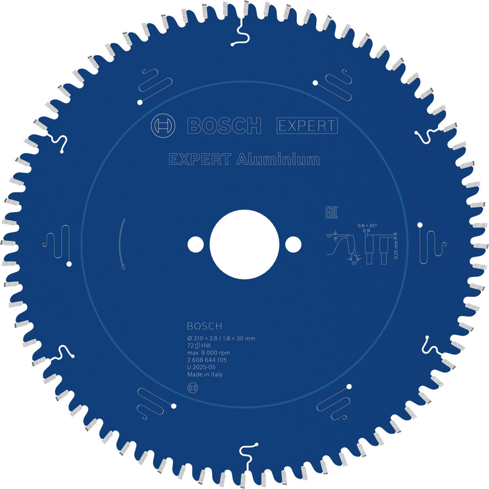 Image of Bosch EXPERT Aluminium Cutting Saw Blade 210mm 72T 30mm