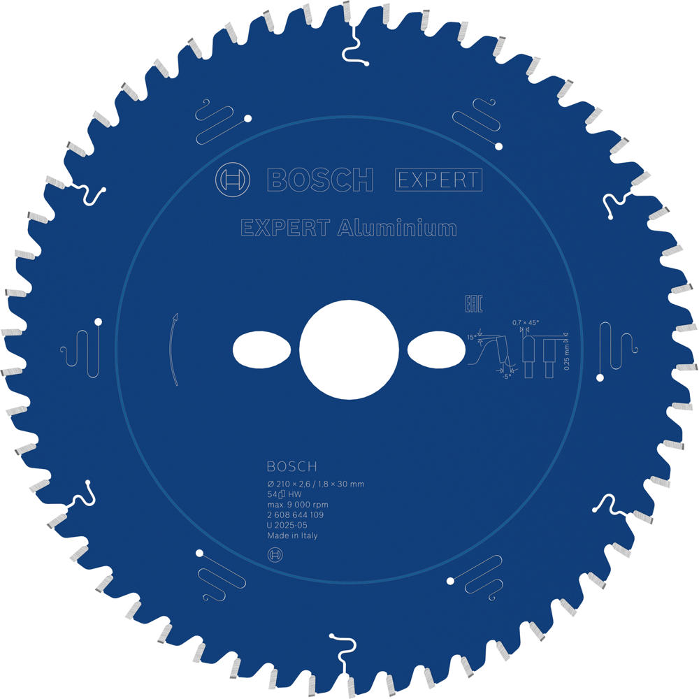 Image of Bosch EXPERT Aluminium Cutting Saw Blade 210mm 54T 30mm