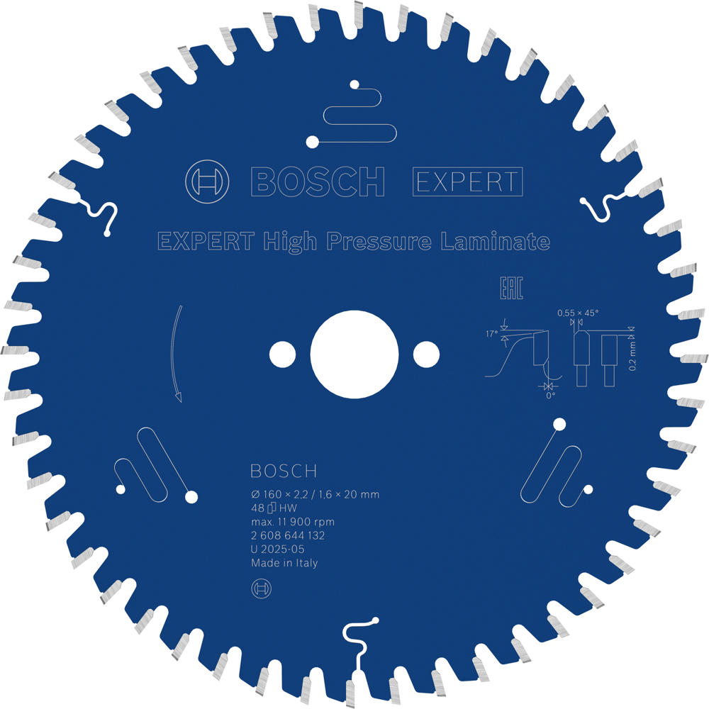 Image of Bosch EXPERT High Pressure Laminate Cutting Saw Blade 160mm 48T 20mm
