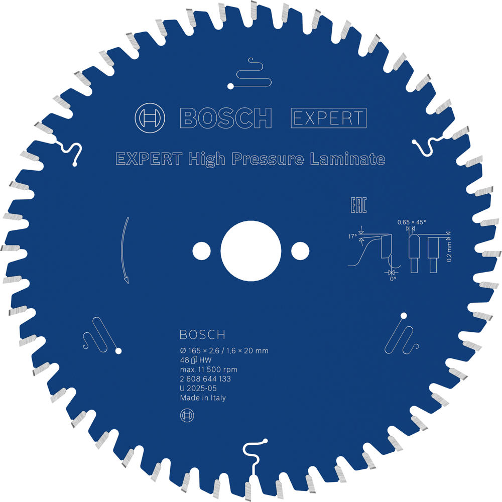 Image of Bosch EXPERT High Pressure Laminate Cutting Saw Blade 165mm 48T 20mm