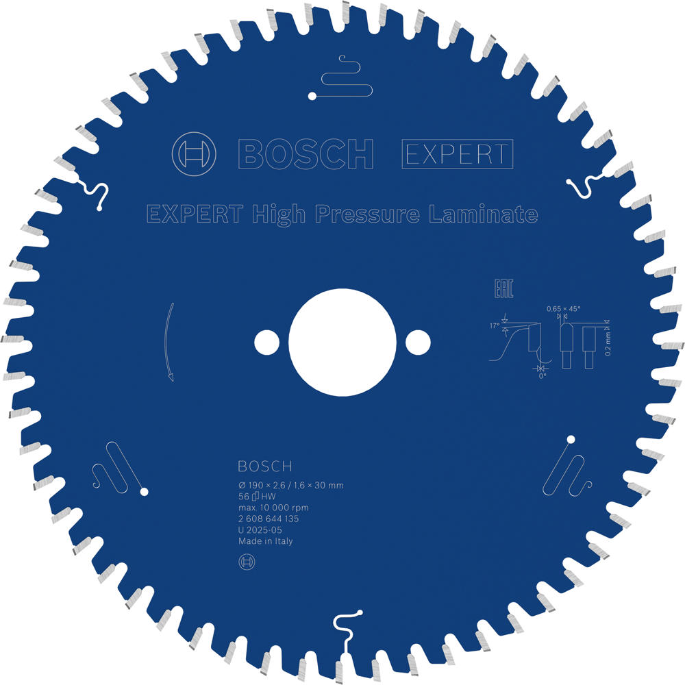 Image of Bosch EXPERT High Pressure Laminate Cutting Saw Blade 190mm 56T 30mm