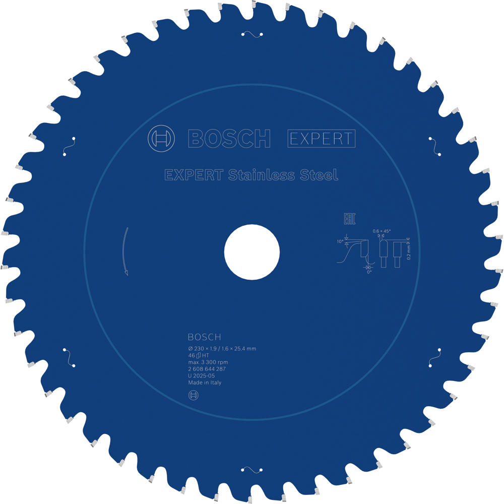 Image of Bosch EXPERT Stainless Steel Cutting Saw Blade 230mm 46T 25.4mm