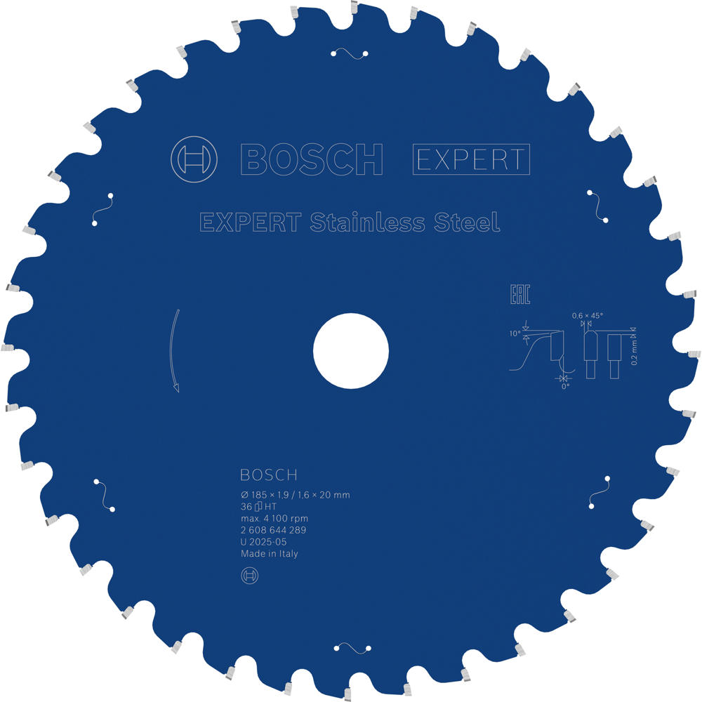 Image of Bosch EXPERT Stainless Steel Cutting Saw Blade 185mm 36T 20mm
