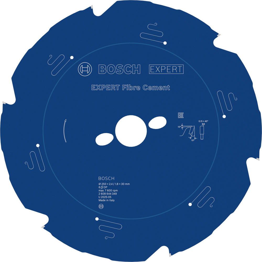 Image of Bosch EXPERT Fiber Cement Cutting Saw Blade 250mm 6T 30mm