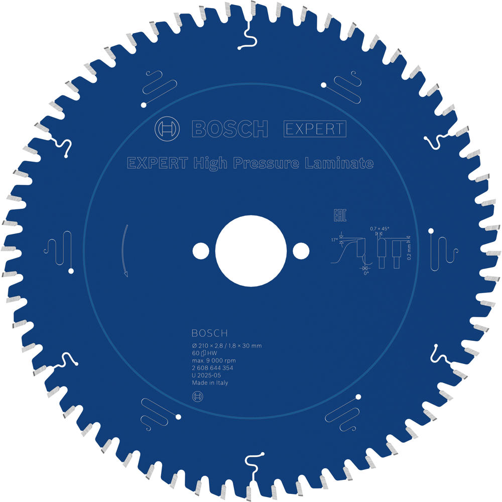 Image of Bosch EXPERT High Pressure Laminate Cutting Saw Blade 210mm 60T 30mm