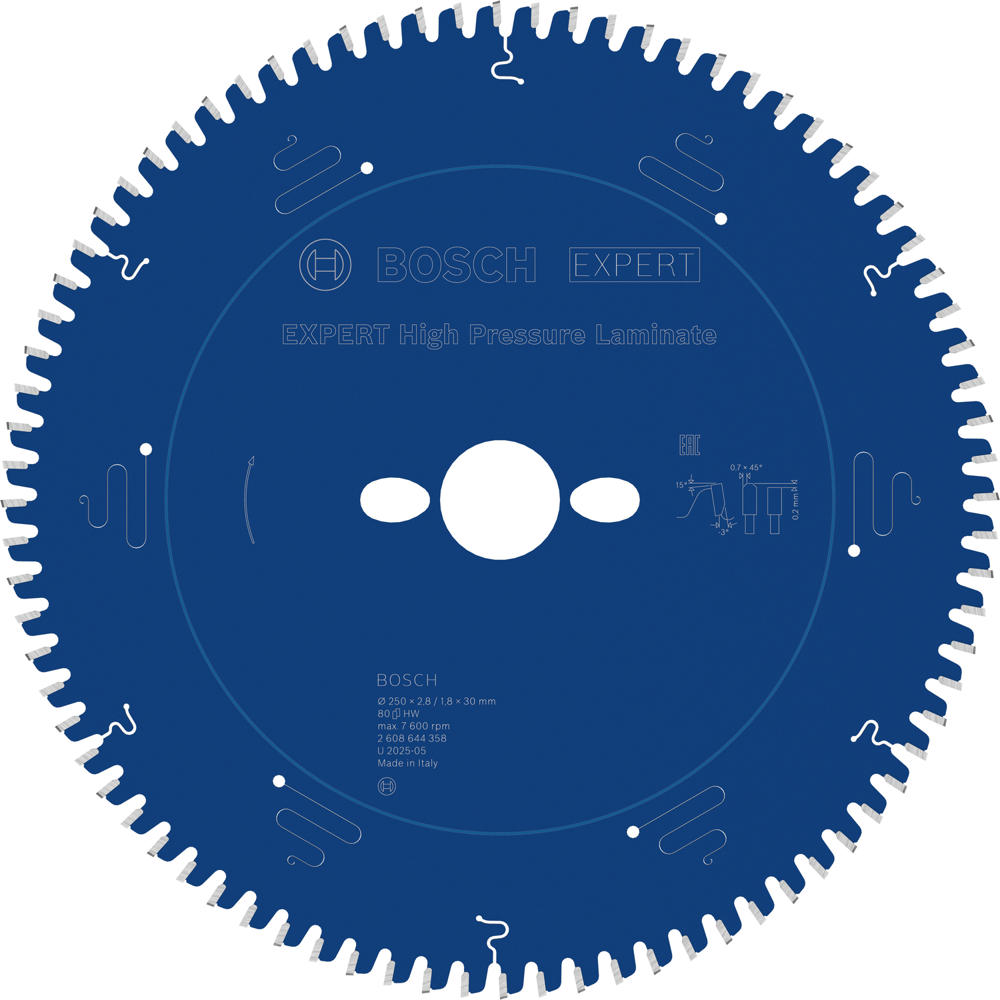 Image of Bosch EXPERT High Pressure Laminate Circular Mitre Saw Blade 250mm 80T 30mm