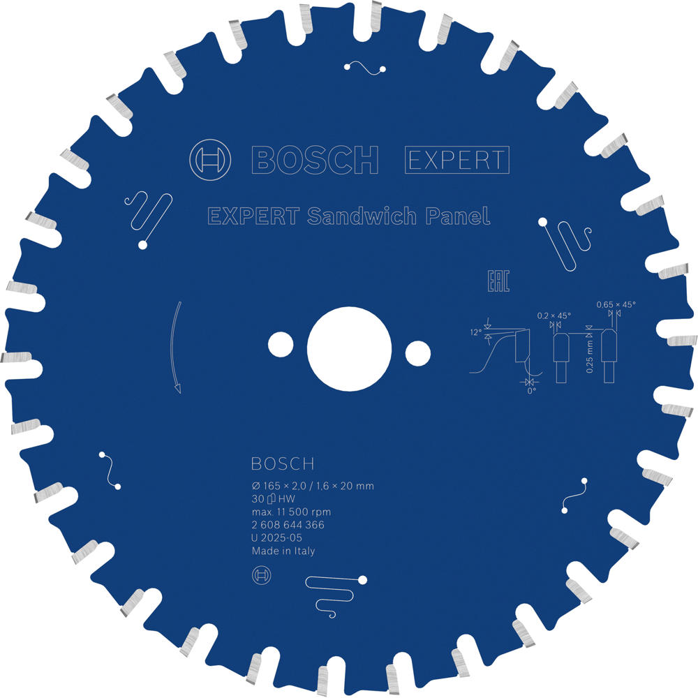 Image of Bosch EXPERT Circular Saw Blade for Sandwich Panel 165mm 30T 20mm