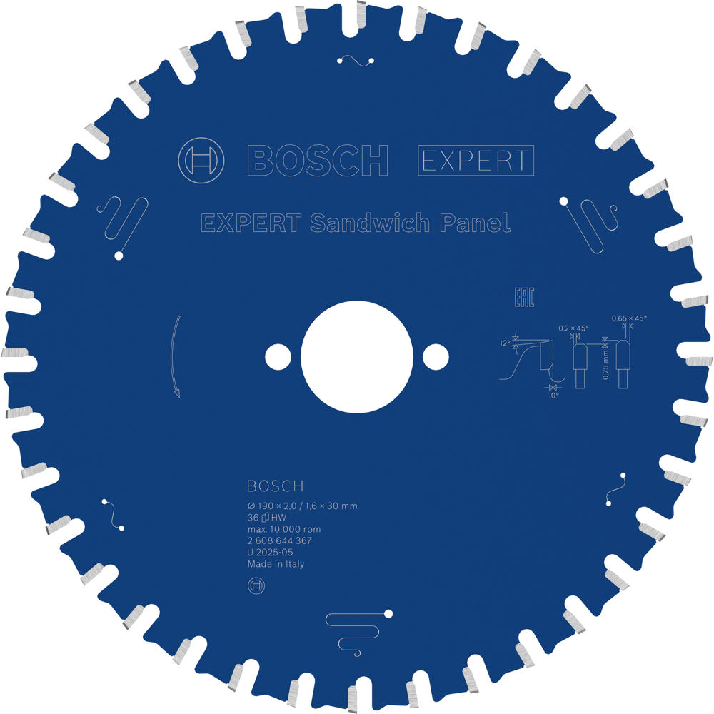Image of Bosch EXPERT Circular Saw Blade for Sandwich Panel 190mm 36T 30mm