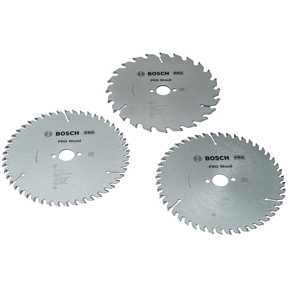 Bosch PRO 3 Piece Optiline Wood Cutting Circular Saw Blade Set 160mm