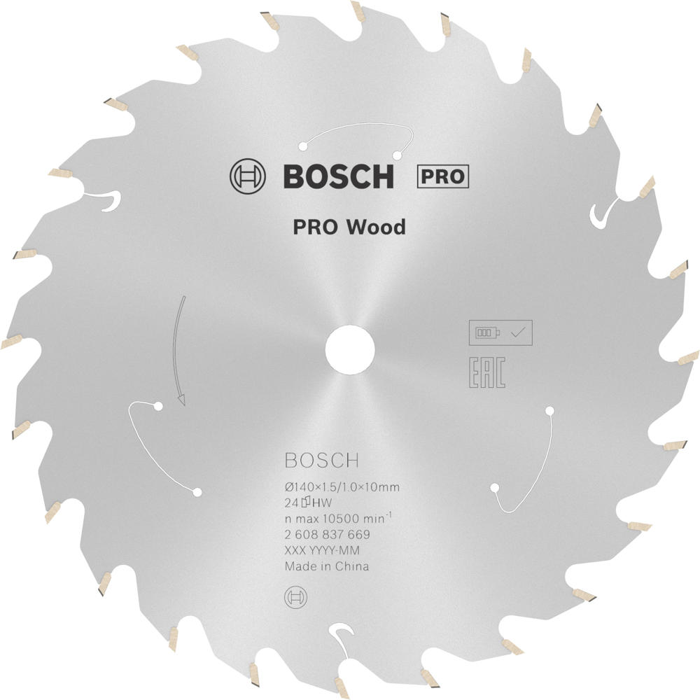 Image of Bosch PRO Cordless Wood Cutting Circular Saw Blade 140mm 24T 10mm