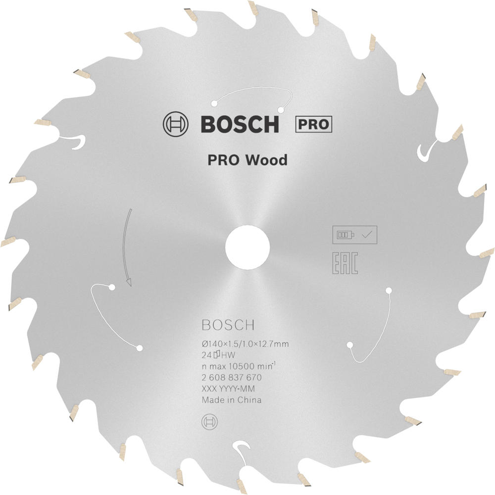 Image of Bosch PRO Cordless Wood Cutting Circular Saw Blade 140mm 24T 12.7mm