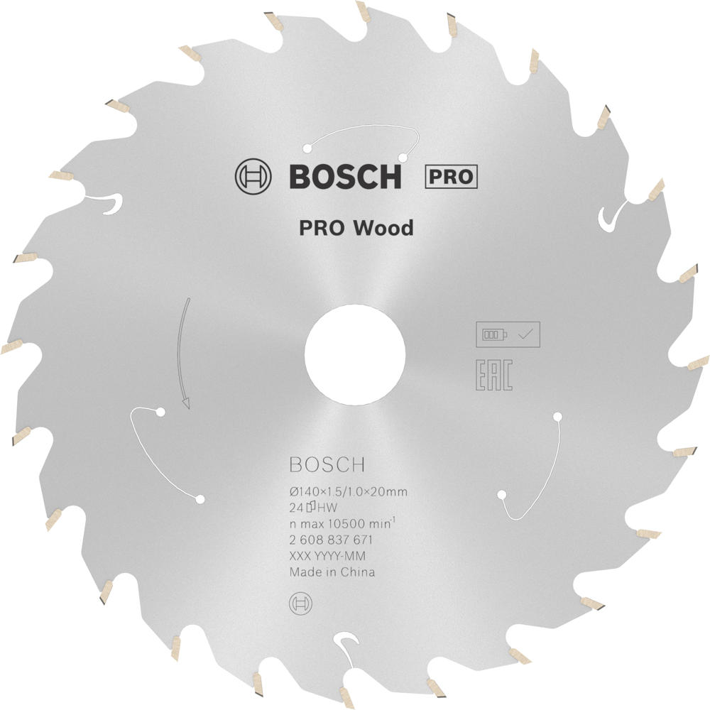 Image of Bosch PRO Cordless Wood Cutting Circular Saw Blade 140mm 24T 20mm