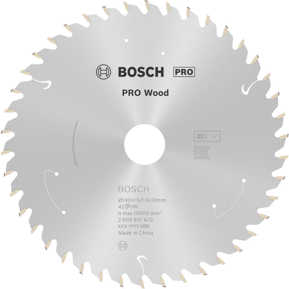 Image of Bosch PRO Cordless Wood Cutting Circular Saw Blade 140mm 42T 20mm