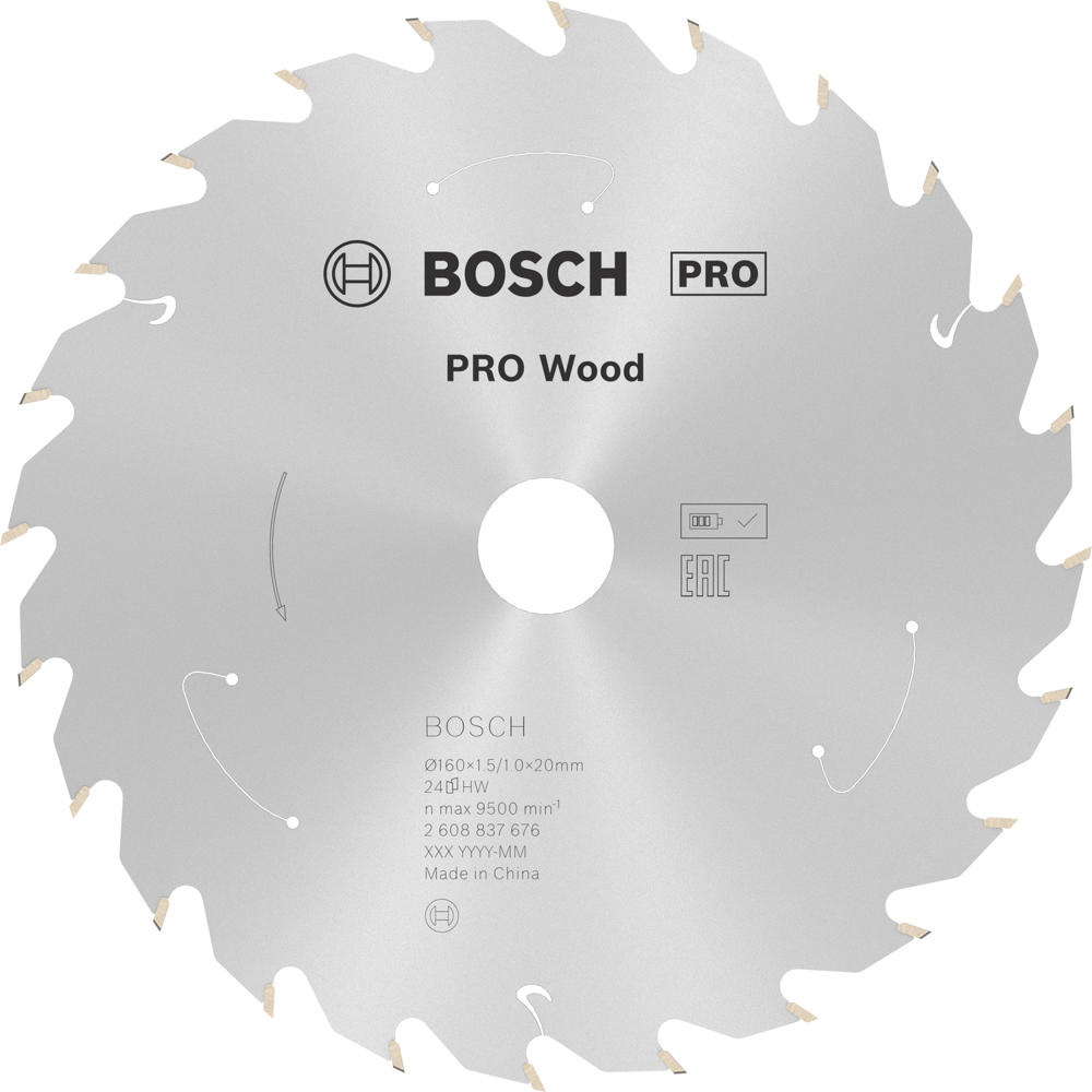 Image of Bosch PRO Cordless Wood Cutting Circular Saw Blade 160mm 24T 20mm