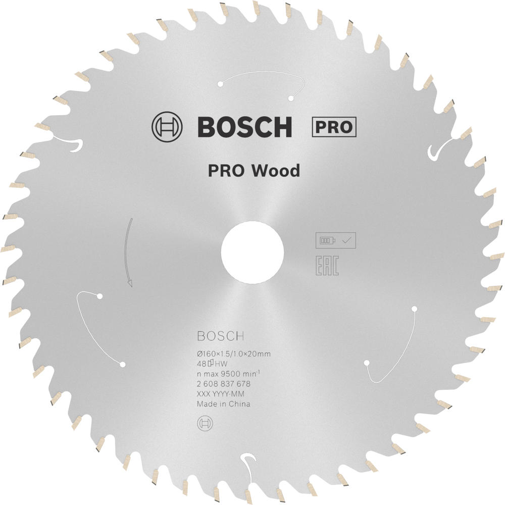 Image of Bosch PRO Cordless Wood Cutting Circular Saw Blade 160mm 48T 20mm