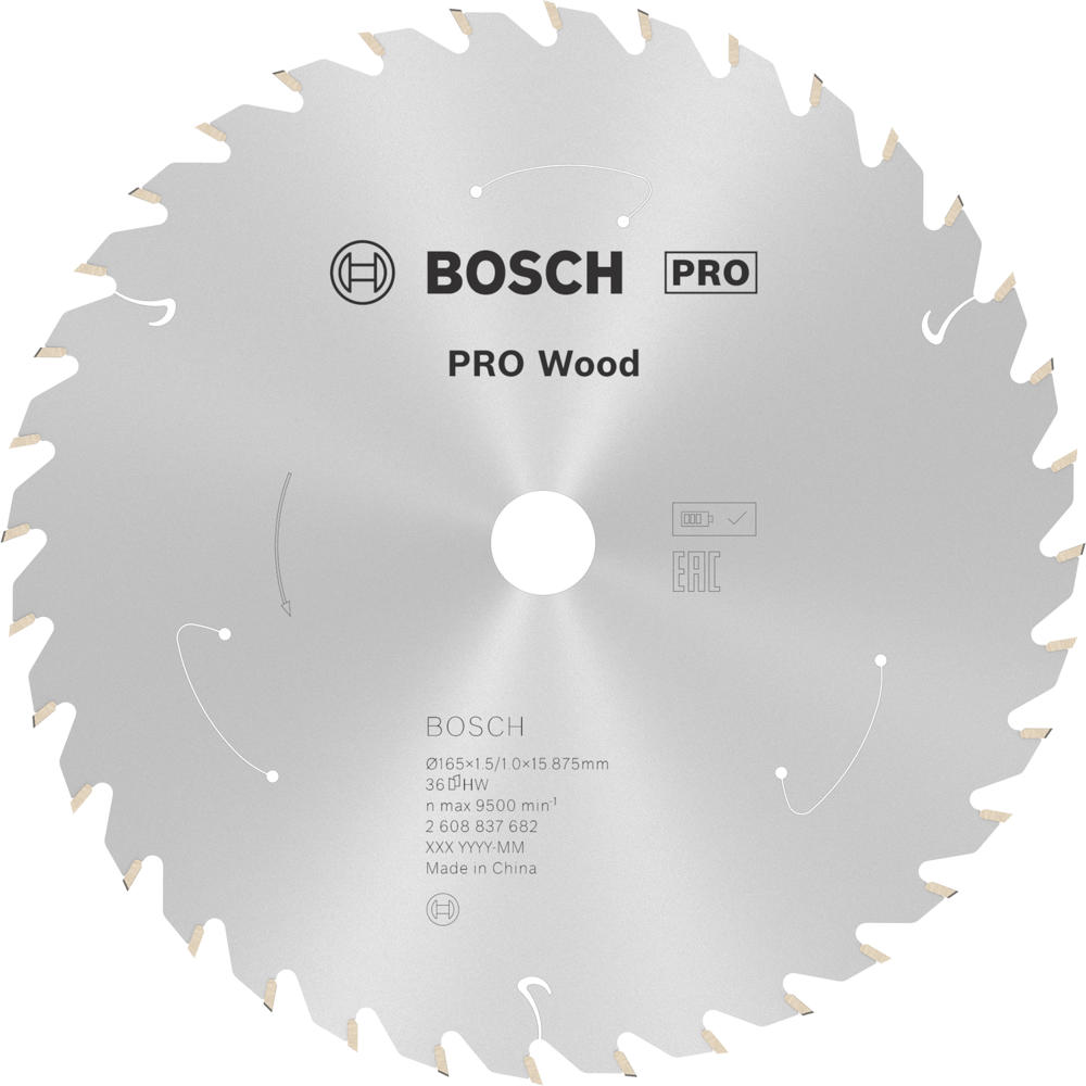 Image of Bosch PRO Cordless Wood Cutting Circular Saw Blade 165mm 36T 15.875mm
