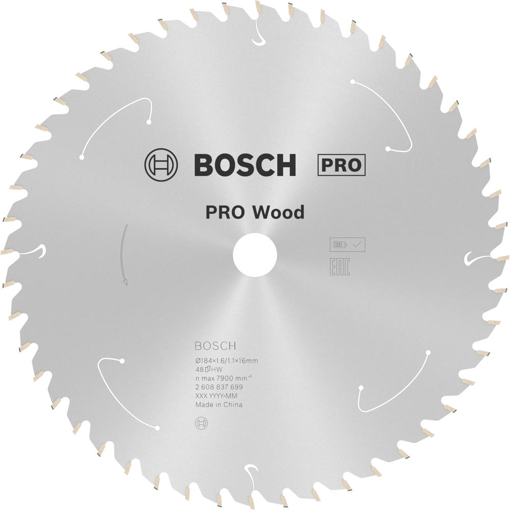 Image of Bosch PRO Cordless Wood Cutting Circular Saw Blade 184mm 48T 16mm
