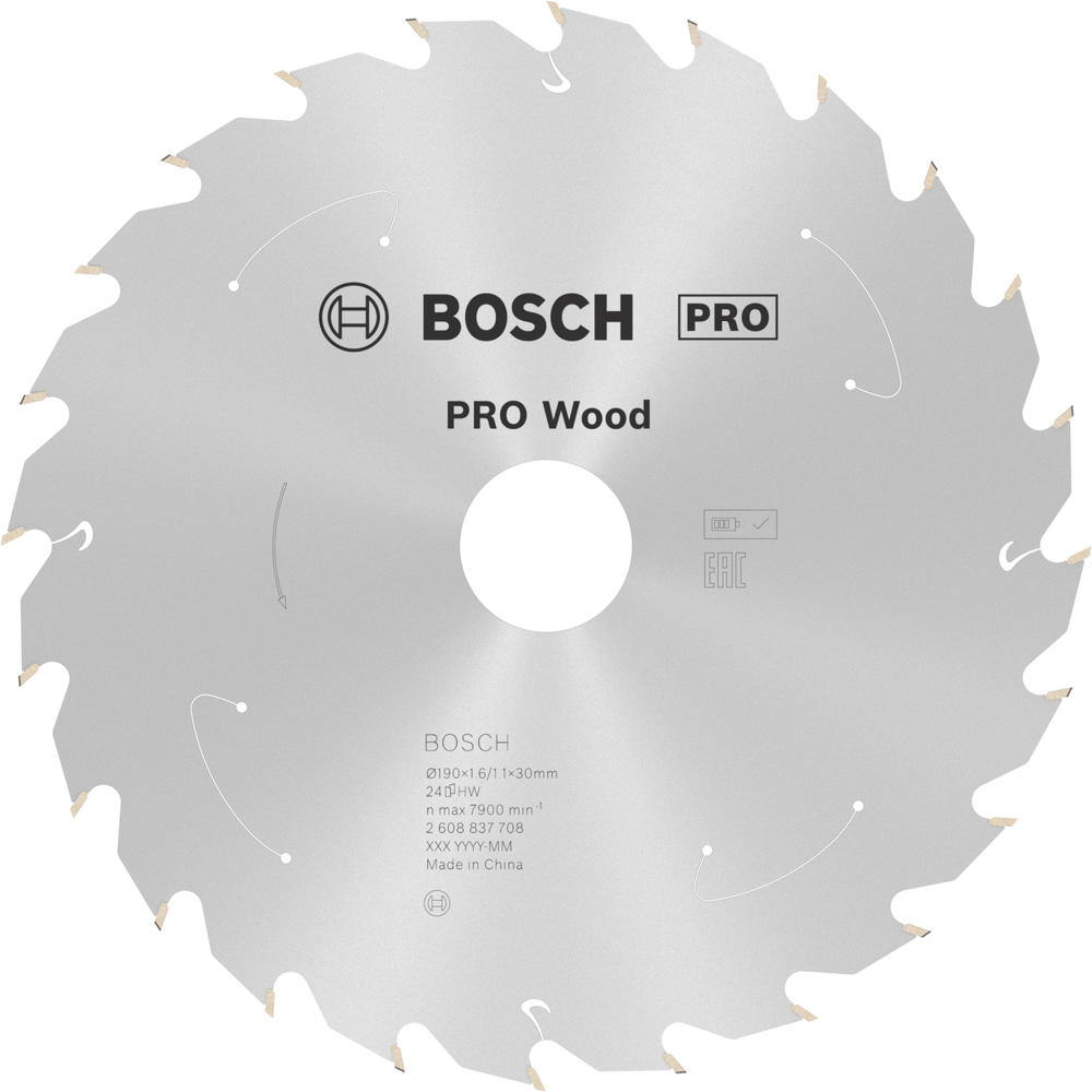 Image of Bosch PRO Cordless Wood Cutting Circular Saw Blade 190mm 24T 30mm