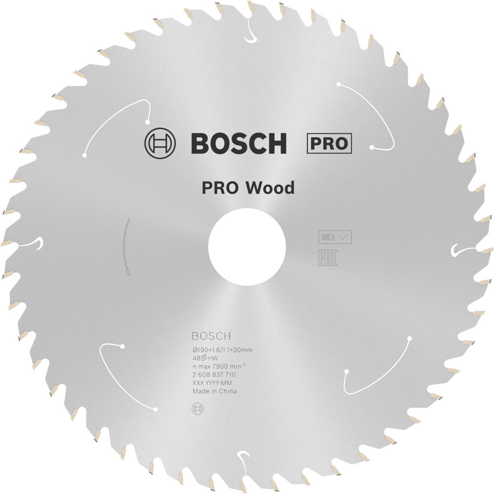 Image of Bosch PRO Cordless Wood Cutting Circular Saw Blade 190mm 48T 30mm