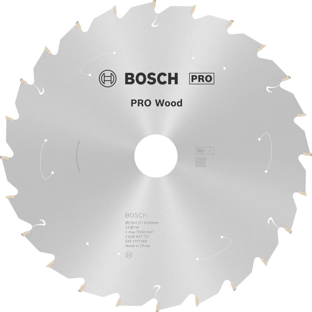 Image of Bosch PRO Cordless Wood Cutting Circular Saw Blade 216mm 24T 30mm