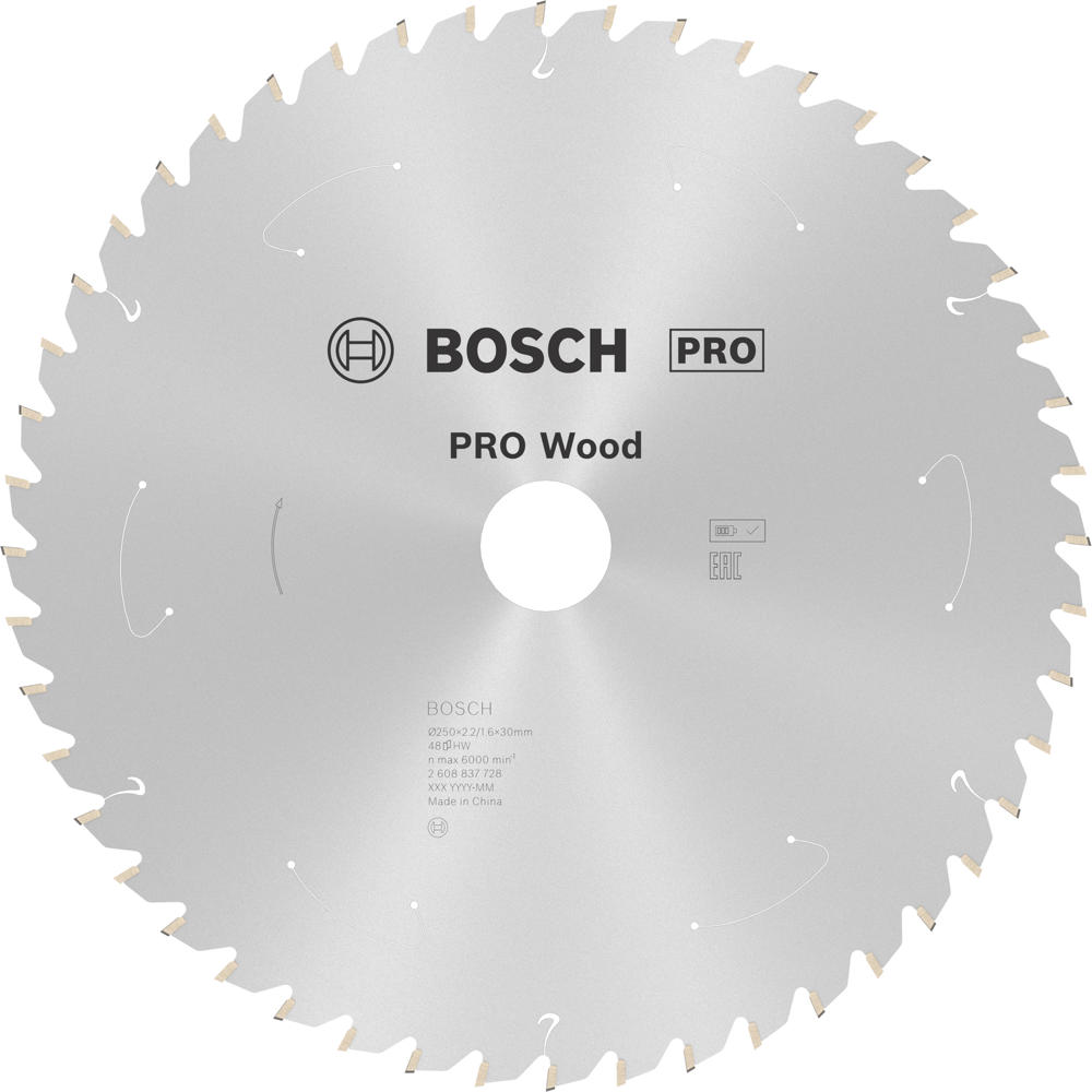 Image of Bosch PRO Cordless Wood Cutting Circular Saw Blade 250mm 48T 30mm