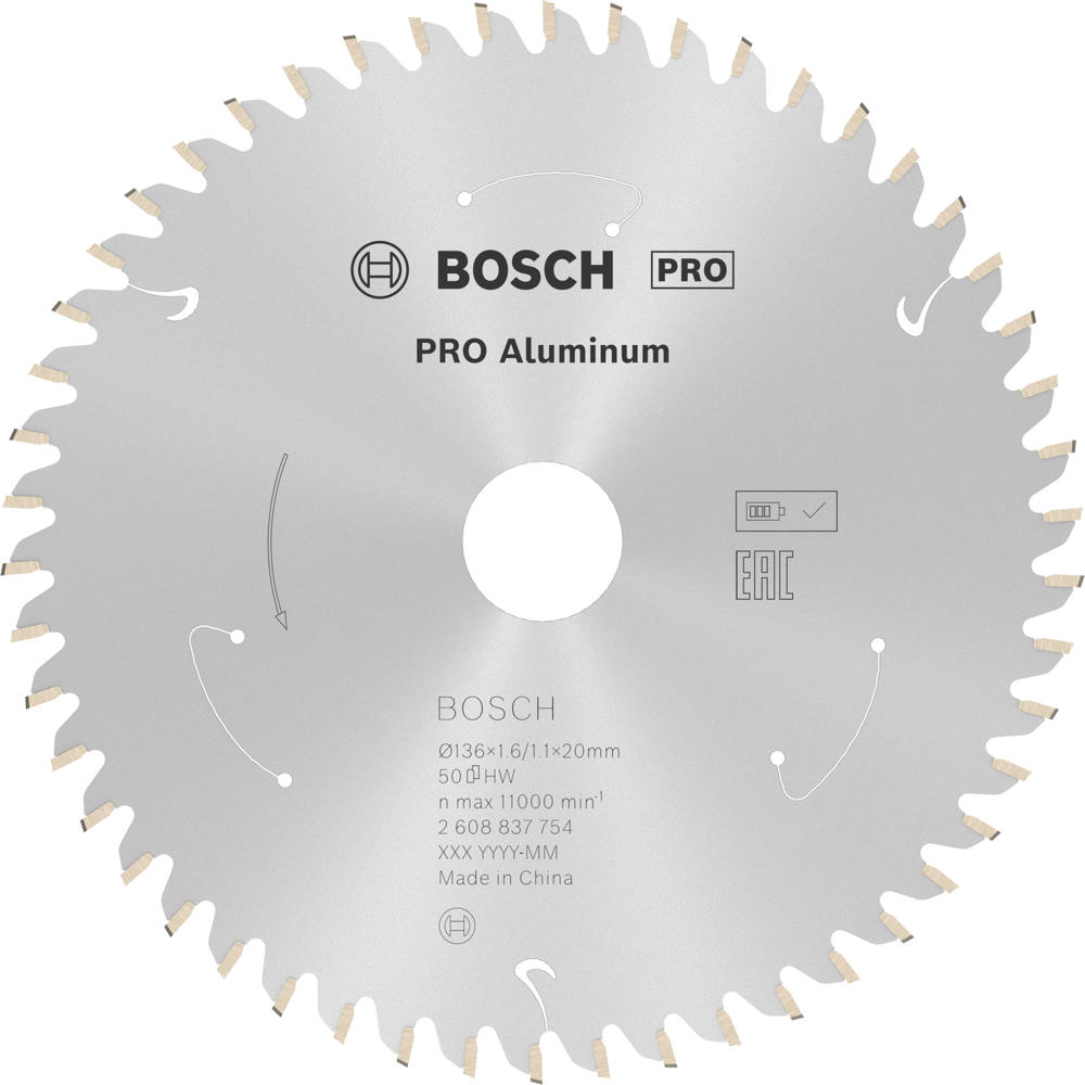 Image of Bosch PRO Cordless Circular Saw Blade for Aluminium 136mm 50T 20mm