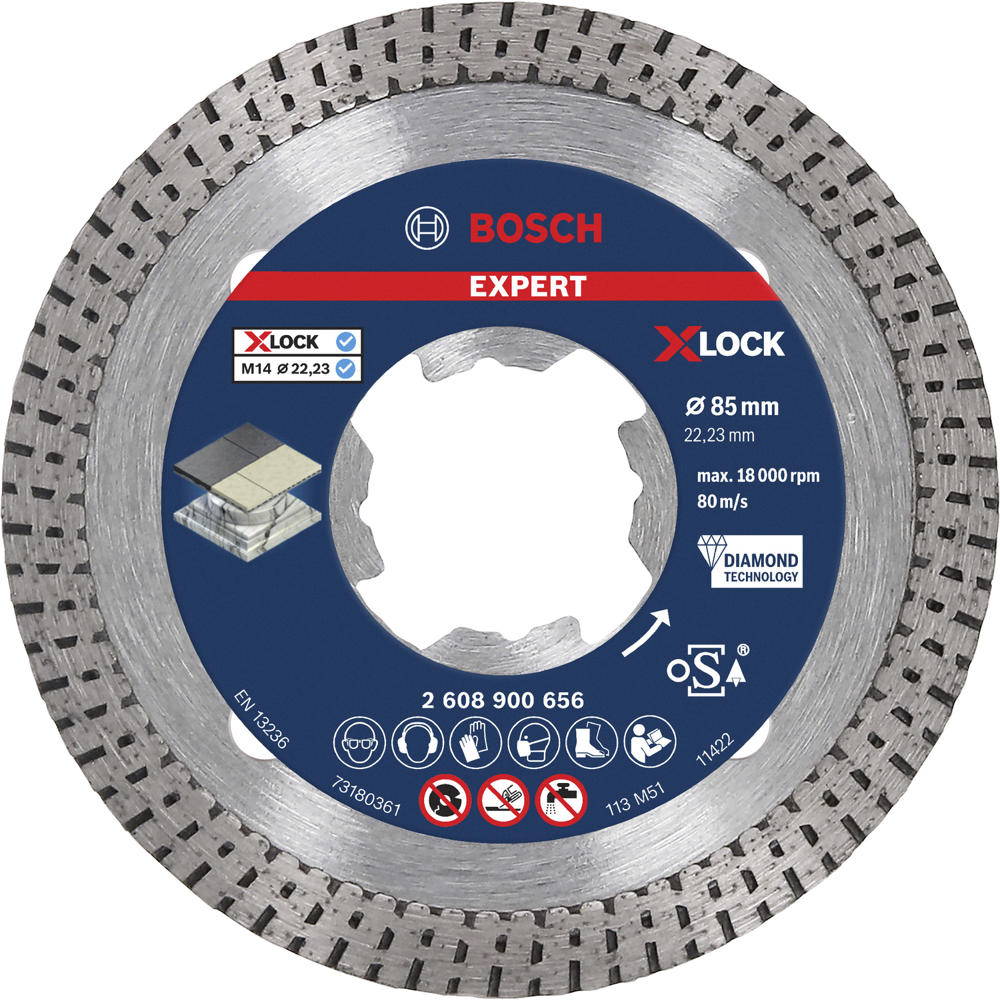 Bosch EXPERT X Lock Best Diamond Cutting Disc for Hard Ceramics 125mm 1.6mm 22mm