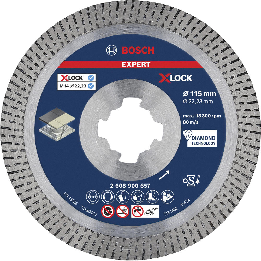 Image of Bosch EXPERT X Lock Best Diamond Cutting Disc for Hard Ceramics 115mm 1.6mm 22mm