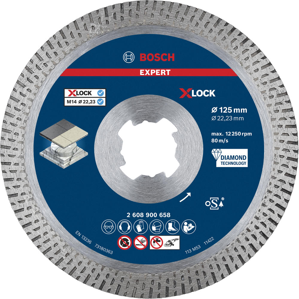 Image of Bosch EXPERT X Lock Best Diamond Cutting Disc for Hard Ceramics 125mm 1.6mm 22mm