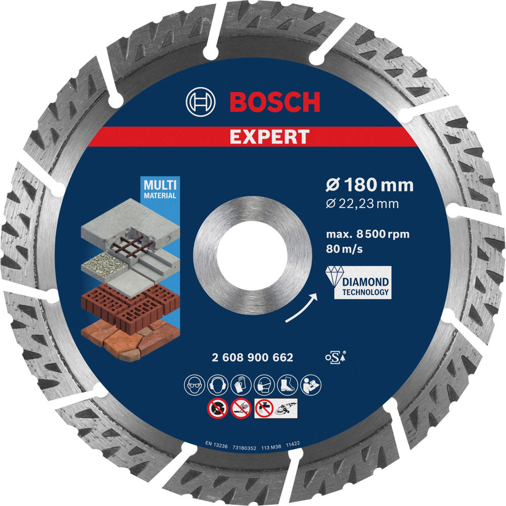 Image of Bosch EXPERT Multi Material Diamond Cutting Disc 180mm 2.4mm 22mm