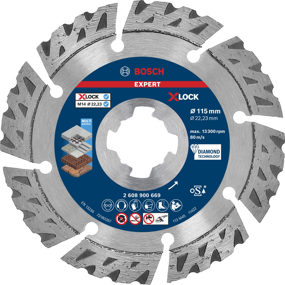 Bosch EXPERT Multi Material X Lock Diamond Cutting Disc 115mm 2.4mm 22mm