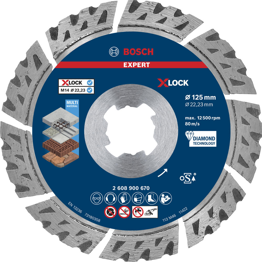 Image of Bosch EXPERT Multi Material X Lock Diamond Cutting Disc 125mm 2.4mm 22mm